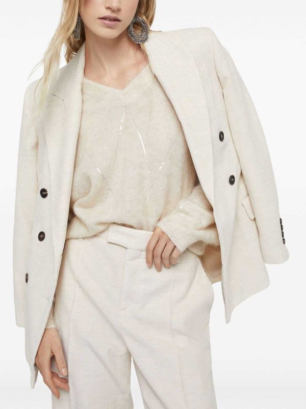 BRUNELLO CUCINELLI WOMEN'S OFF WHITE DOUBLE BREASTED JACKET