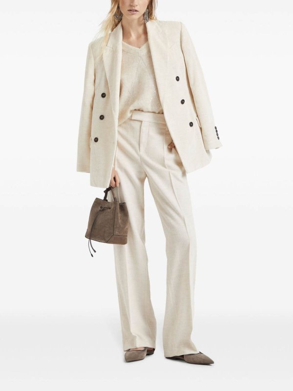 BRUNELLO CUCINELLI WOMEN'S OFF WHITE DOUBLE BREASTED JACKET