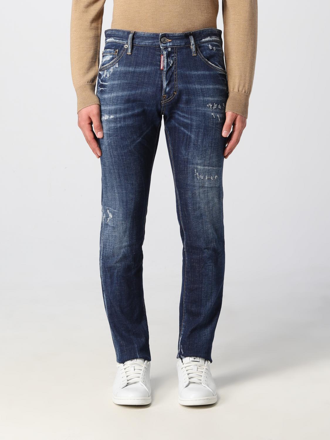 DSQUARED2 MEN'S DARK BLUE DISTRESSED JEANS