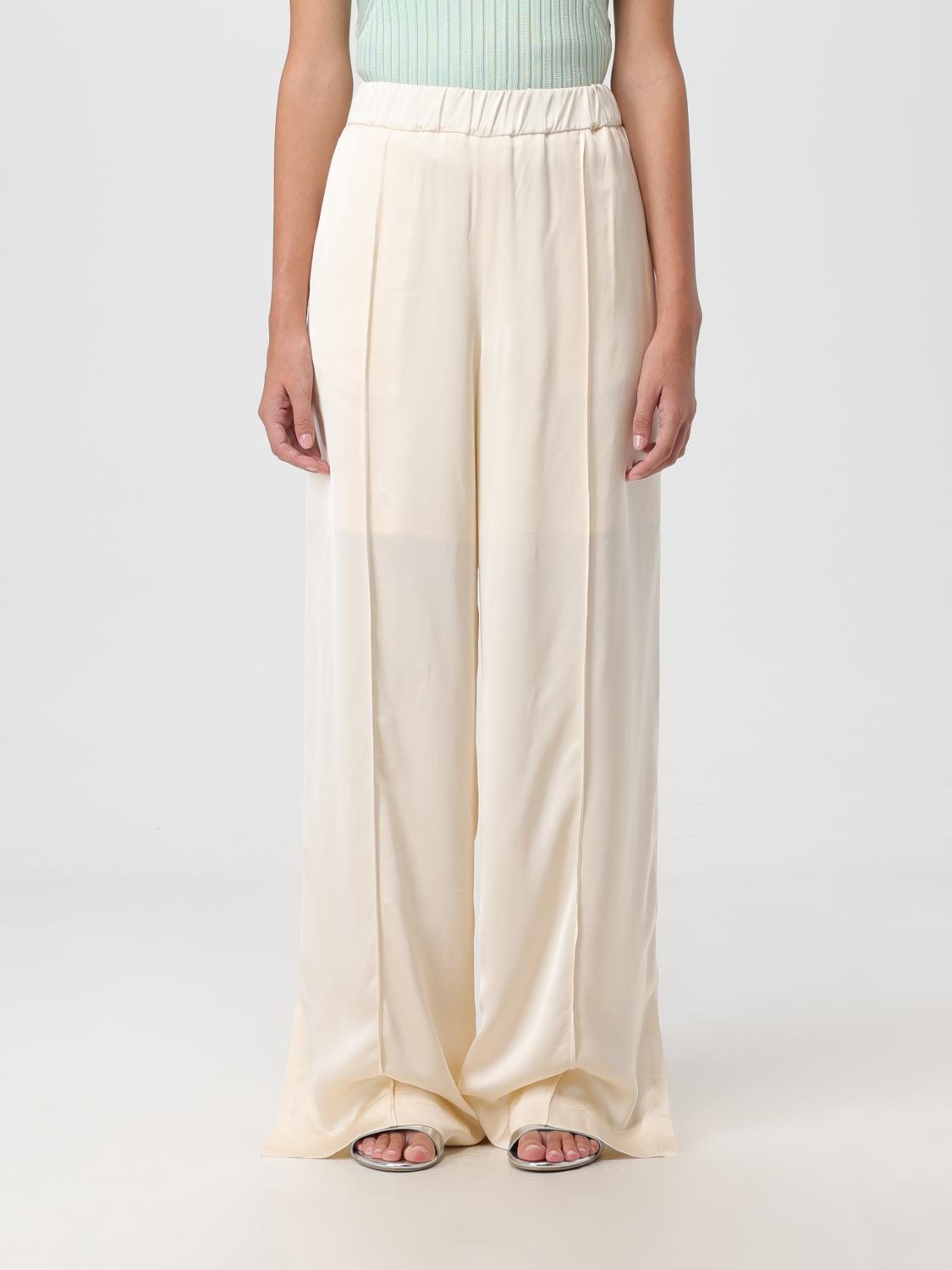 JIL SANDER WOMEN'S LIGHT CREAM WIDE TROUSERS