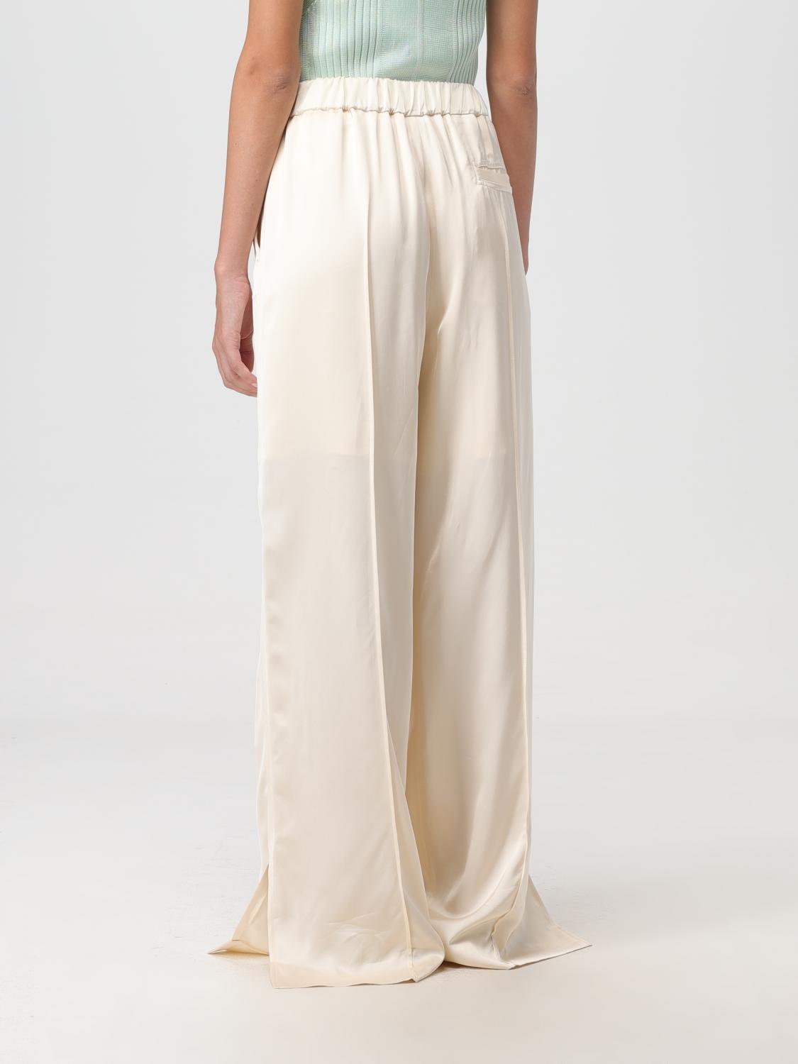 JIL SANDER WOMEN'S LIGHT CREAM WIDE TROUSERS