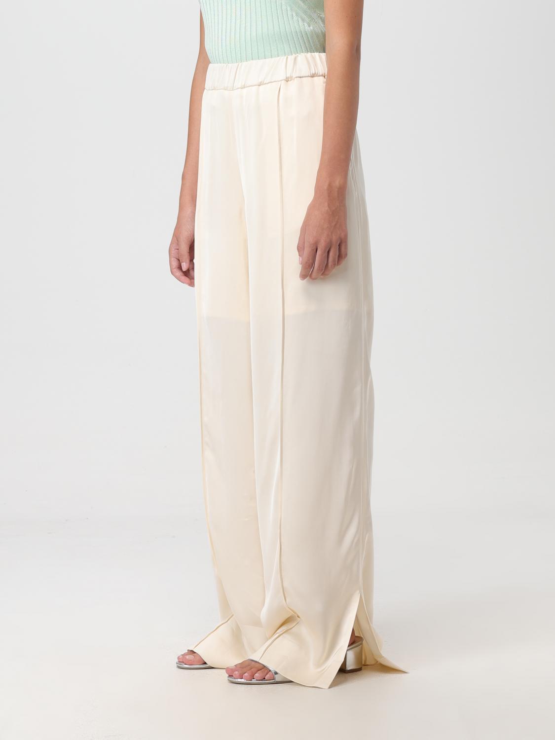 JIL SANDER WOMEN'S LIGHT CREAM WIDE TROUSERS