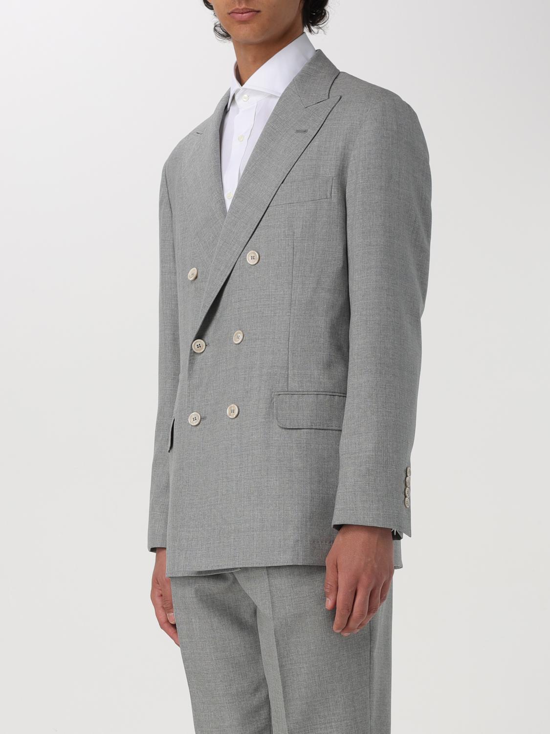 BRUNELLO CUCINELLI MEN'S LIGHT GREY WOOL BLAZER
