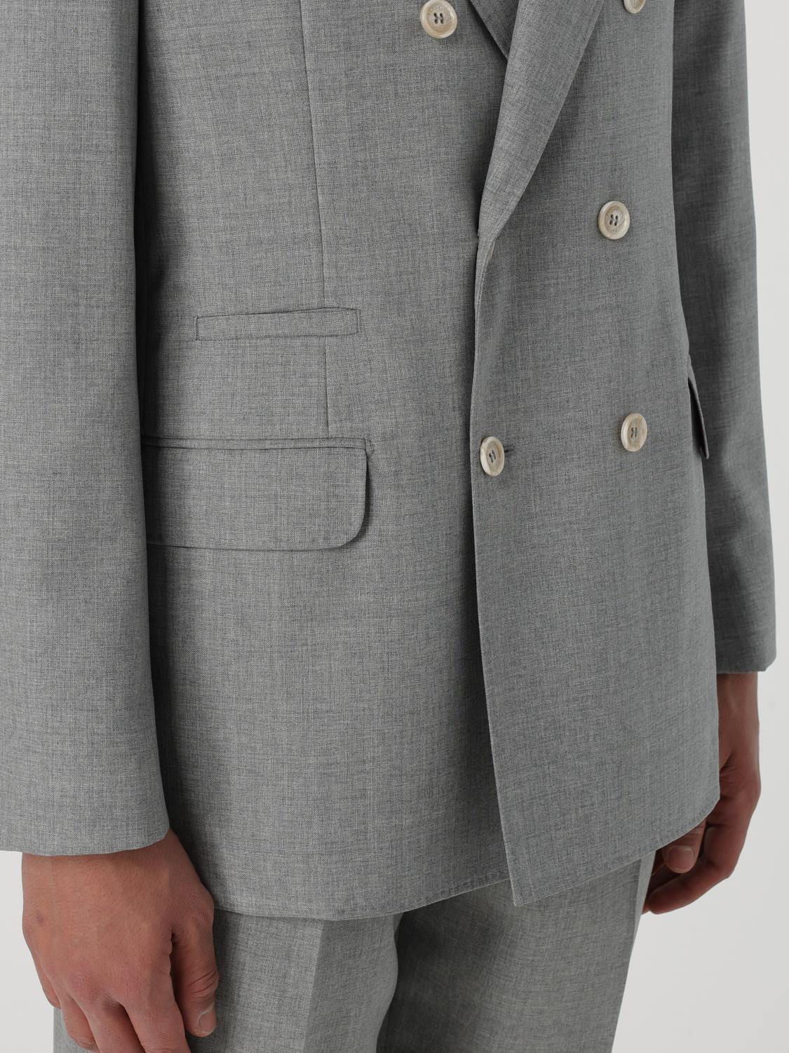 BRUNELLO CUCINELLI MEN'S LIGHT GREY WOOL BLAZER