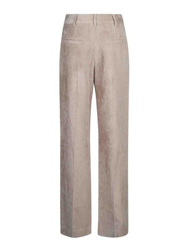 BRUNELLO CUCINELLI WOMEN'S LIGHT BEIGE VELVET TROUSERS