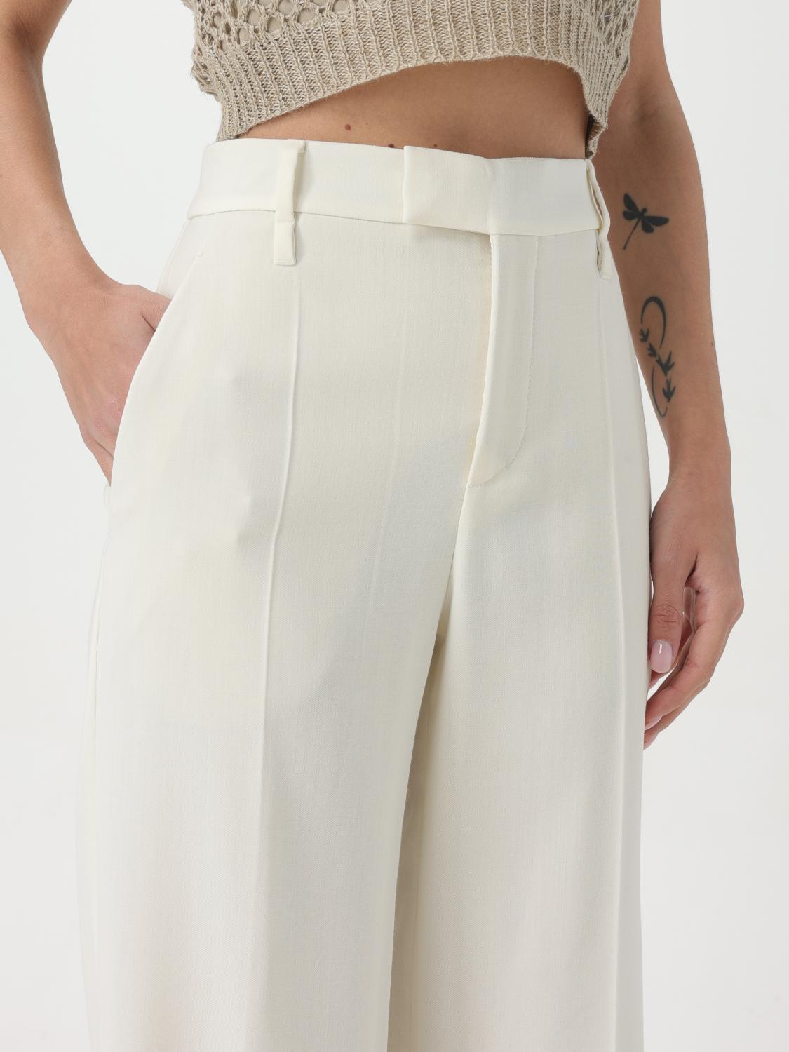 BRUNELLO CUCINELLI WOMEN'S OFF WHITE WOOL TROUSERS