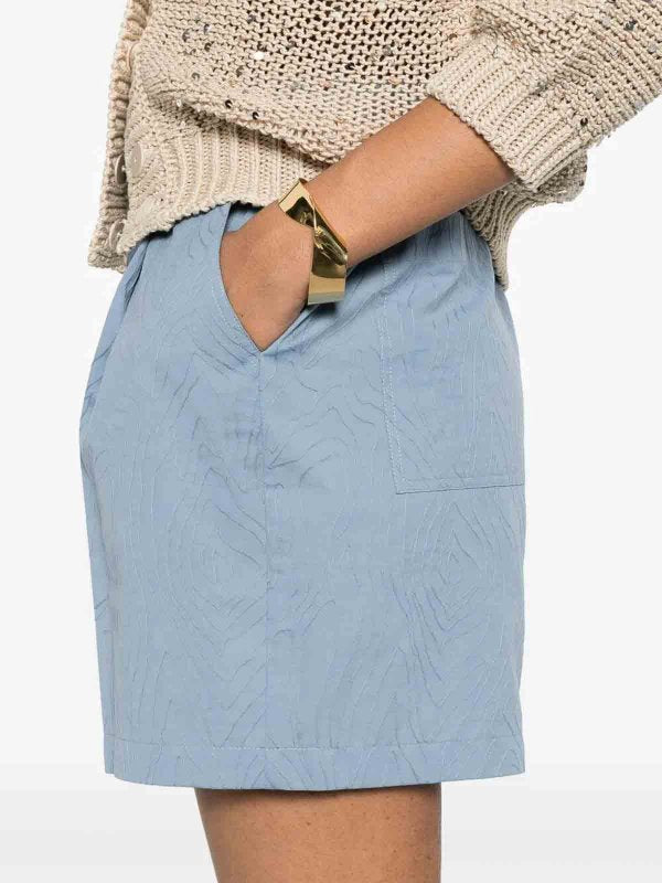 BRUNELLO CUCINELLI WOMEN'S LIGHT BLUE COTTON SHORTS