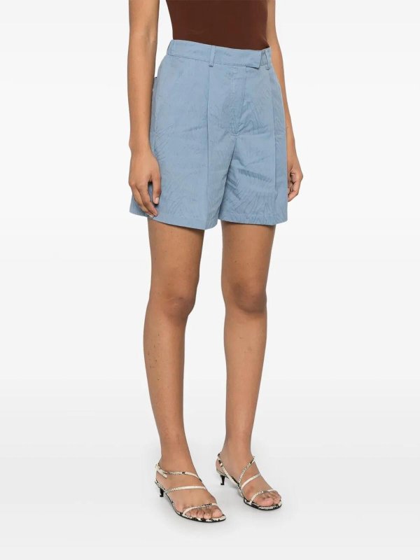 BRUNELLO CUCINELLI WOMEN'S LIGHT BLUE COTTON SHORTS