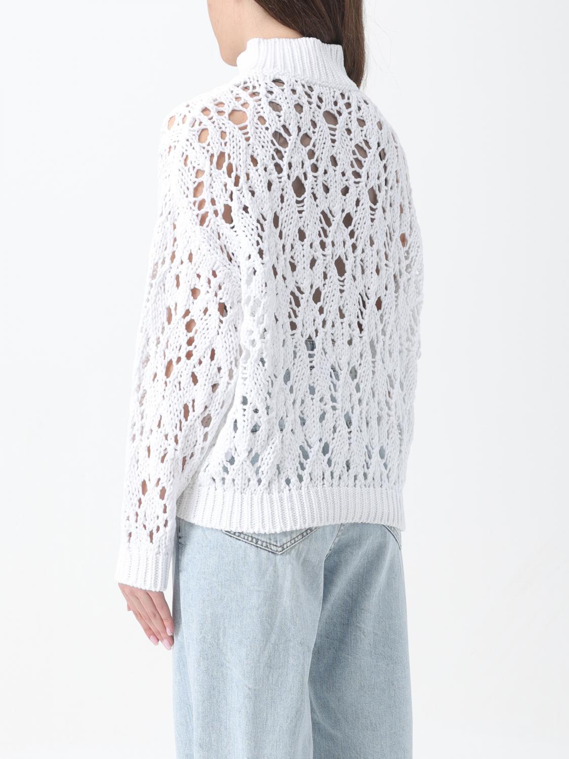 BRUNELLO CUCINELLI WOMEN'S WHITE COTTON KNIT SWEATER