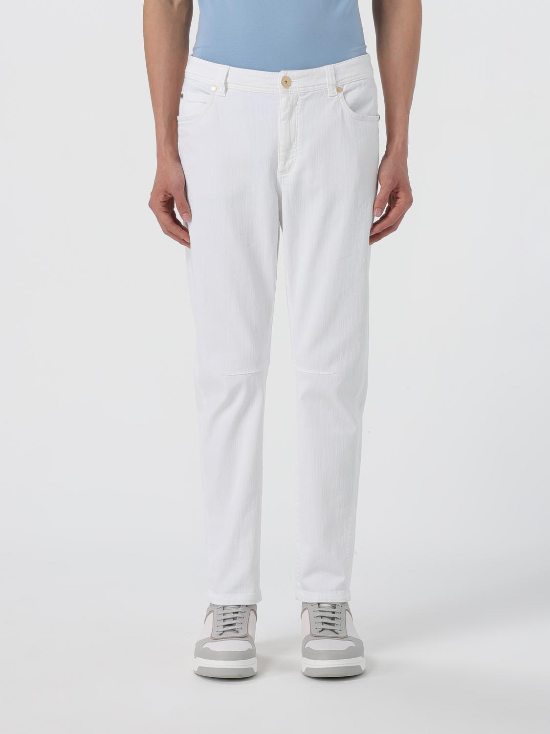 BRUNELLO CUCINELLI WOMEN'S WHITE COTTON STRAIGHT TROUSERS