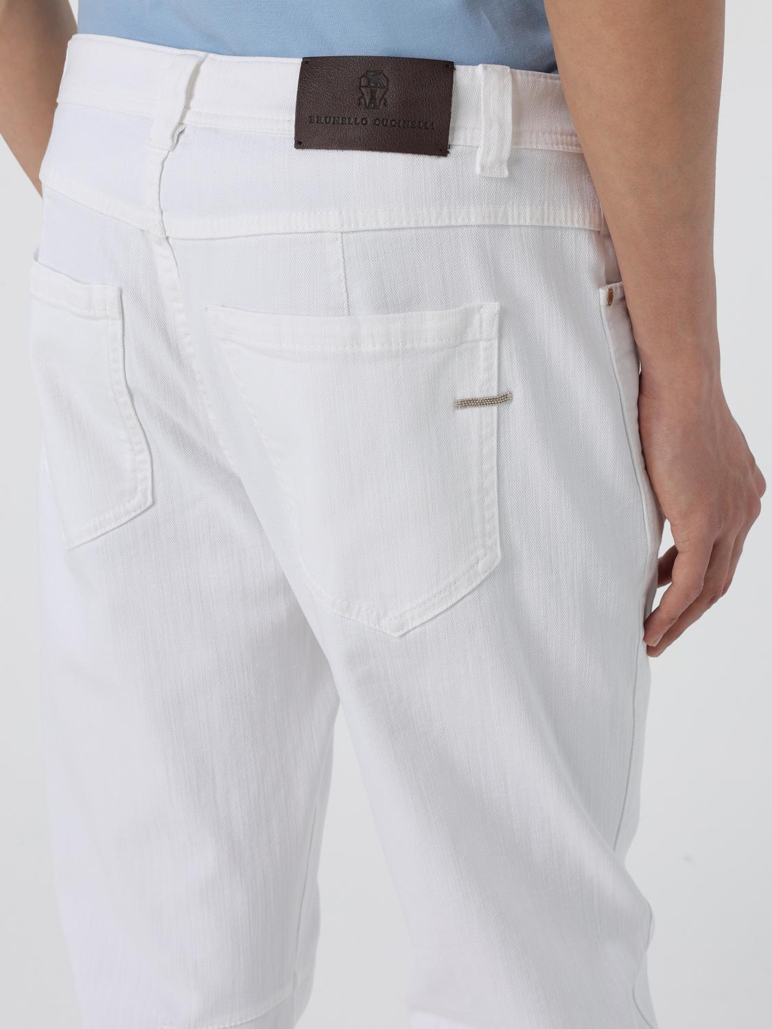 BRUNELLO CUCINELLI WOMEN'S WHITE COTTON STRAIGHT TROUSERS