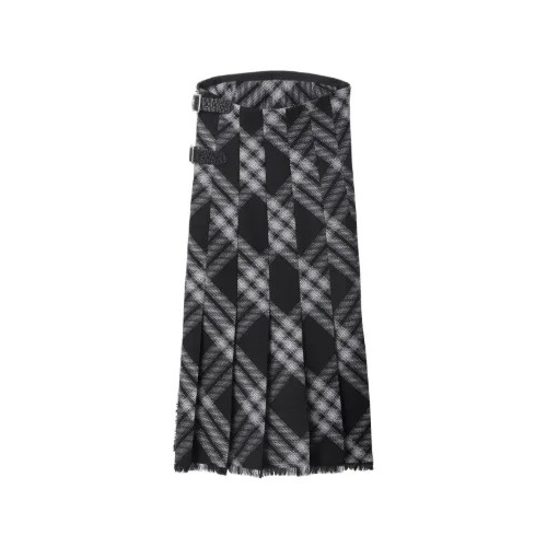 BURBERRY WOMEN'S BLACK WHITE PLAID SKIRT
