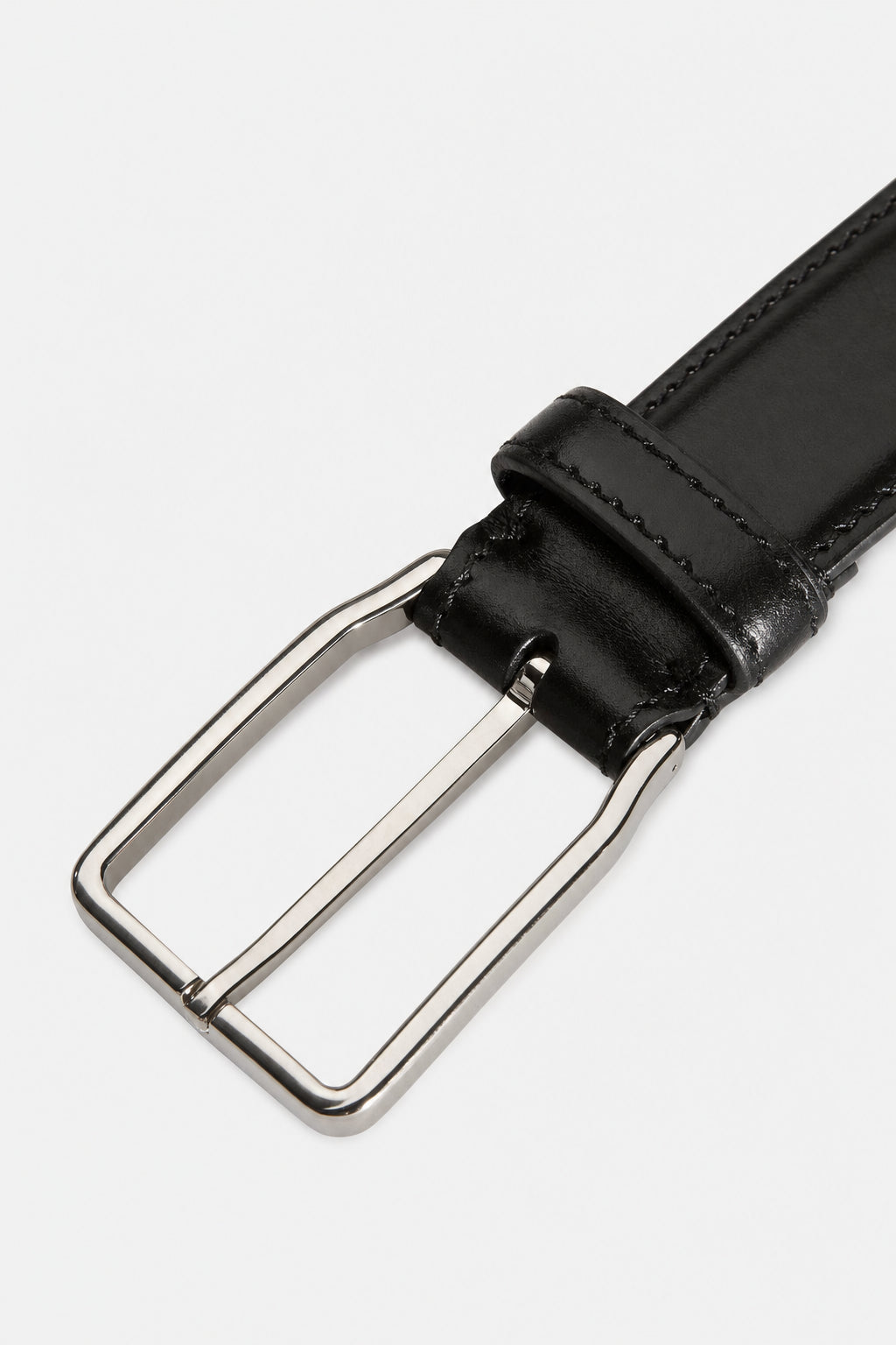 BRUNELLO CUCINELLI MEN'S BLACK LEATHER BELT