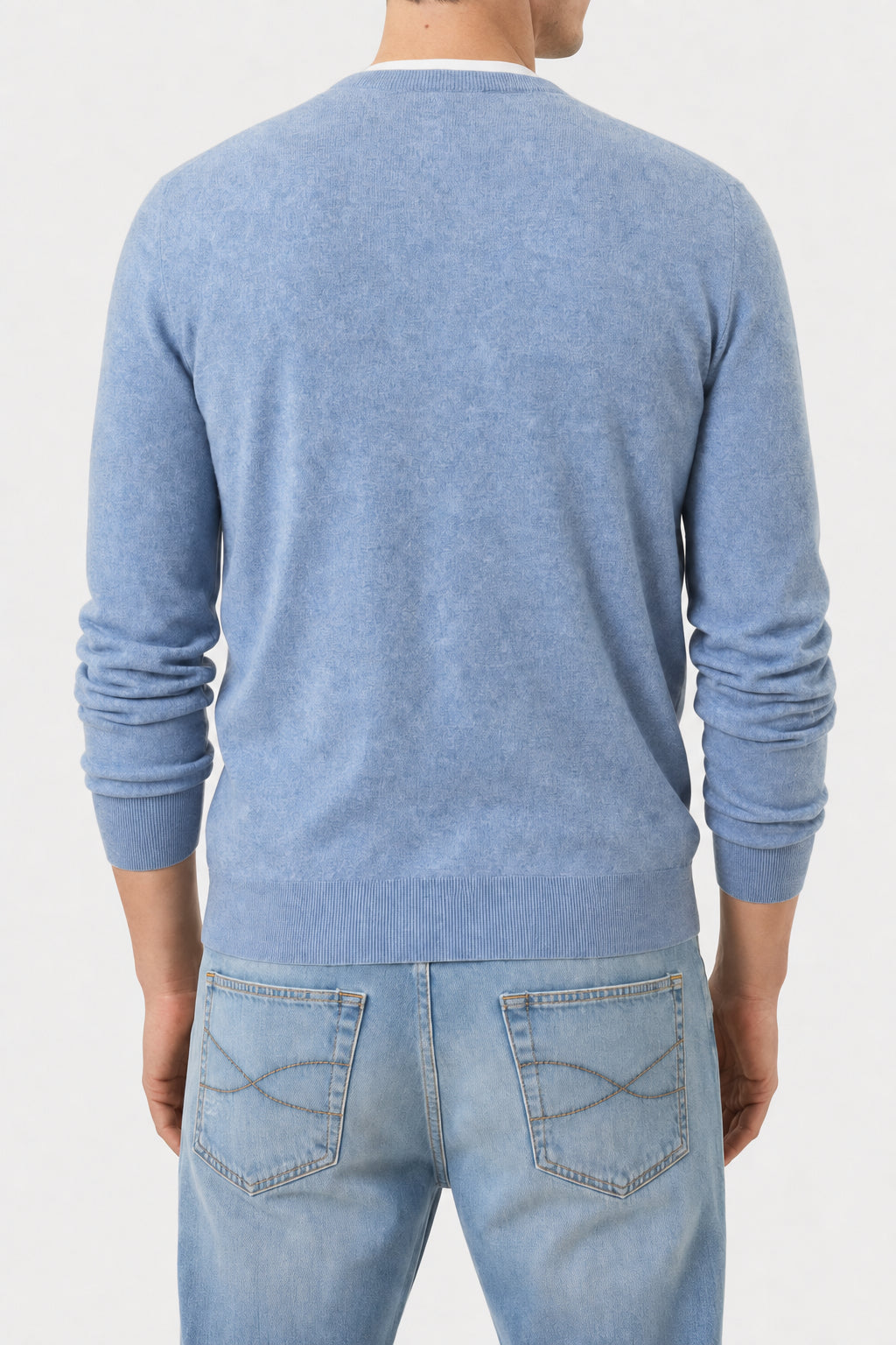 BRUNELLO CUCINELLI MEN'S LIGHT BLUE WOOL SWEATER