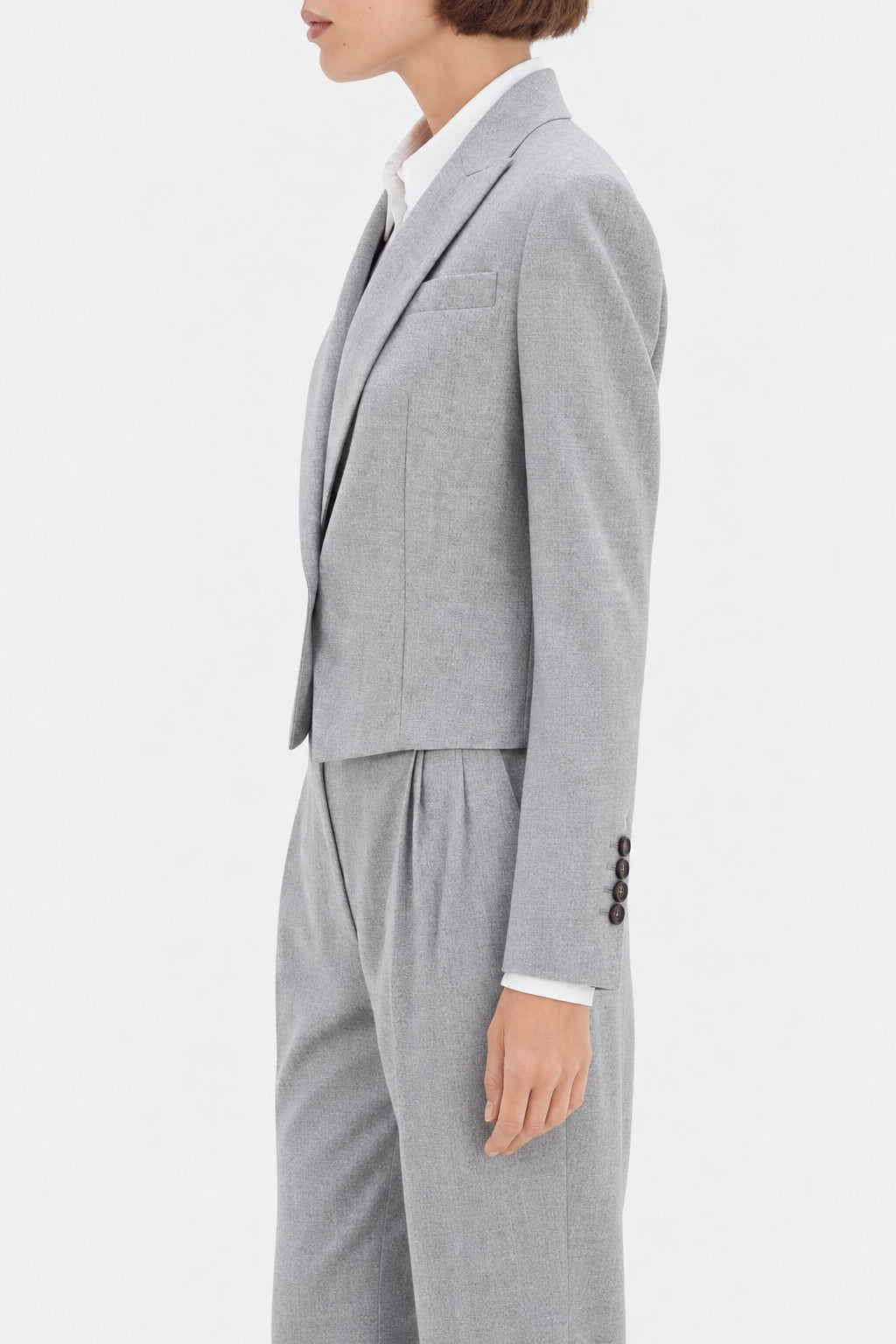 BRUNELLO CUCINELLI WOMEN'S LIGHT GREY WOOL JACKET