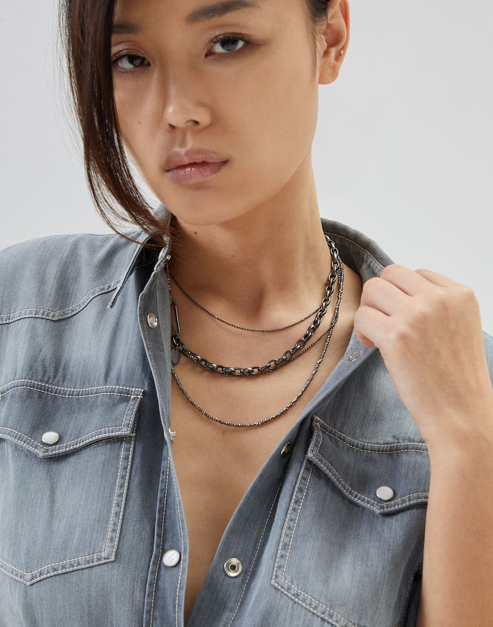 BRUNELLO CUCINELLI WOMEN'S BLACK CHAIN LINK NECKLACE