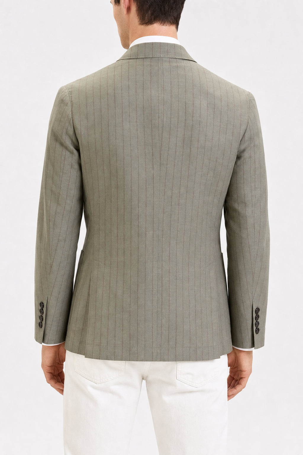 BRUNELLO CUCINELLI MEN'S OLIVE STRIPED CASUAL JACKET