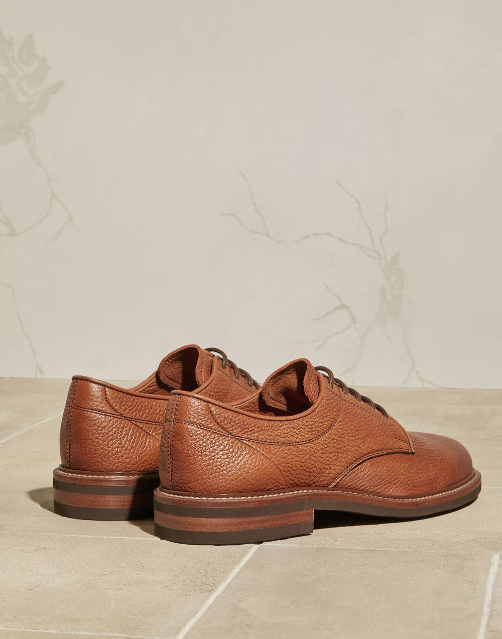 BRUNELLO CUCINELLI MEN'S MEDIUM BROWN LEATHER SHOES