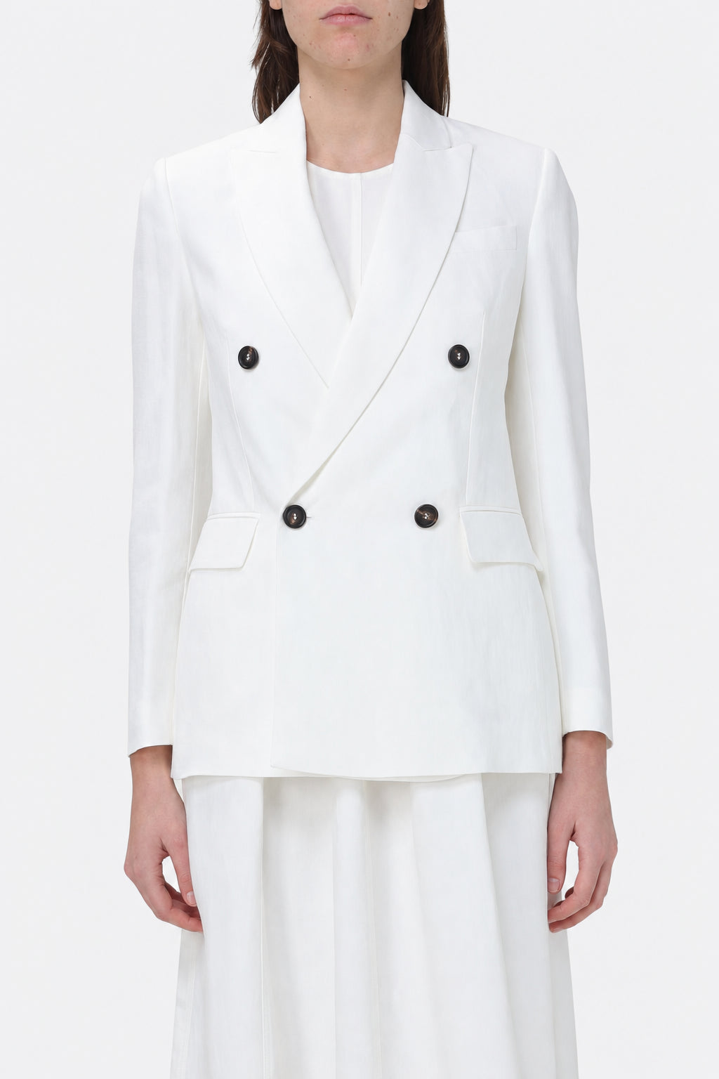 BRUNELLO CUCINELLI WOMEN'S WHITE DOUBLE BREASTED JACKET