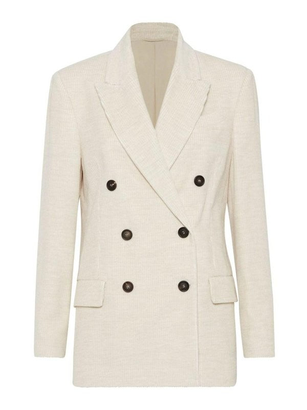 BRUNELLO CUCINELLI WOMEN'S OFF WHITE DOUBLE BREASTED JACKET