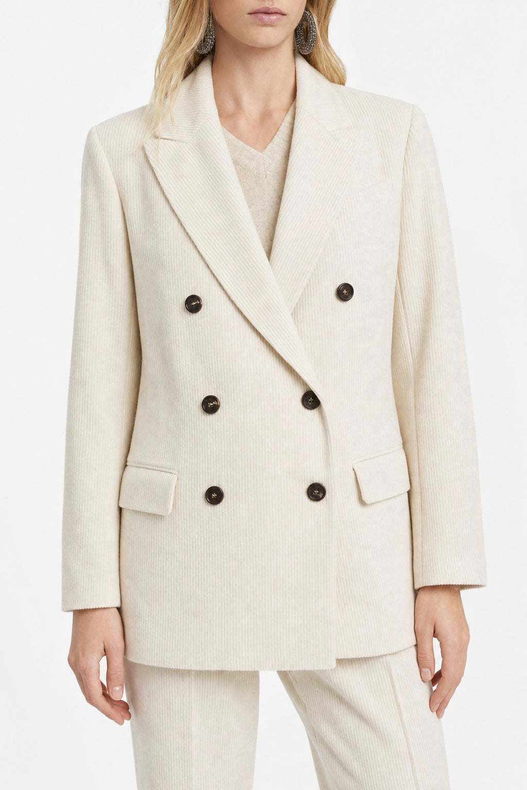 BRUNELLO CUCINELLI WOMEN'S OFF WHITE DOUBLE BREASTED JACKET