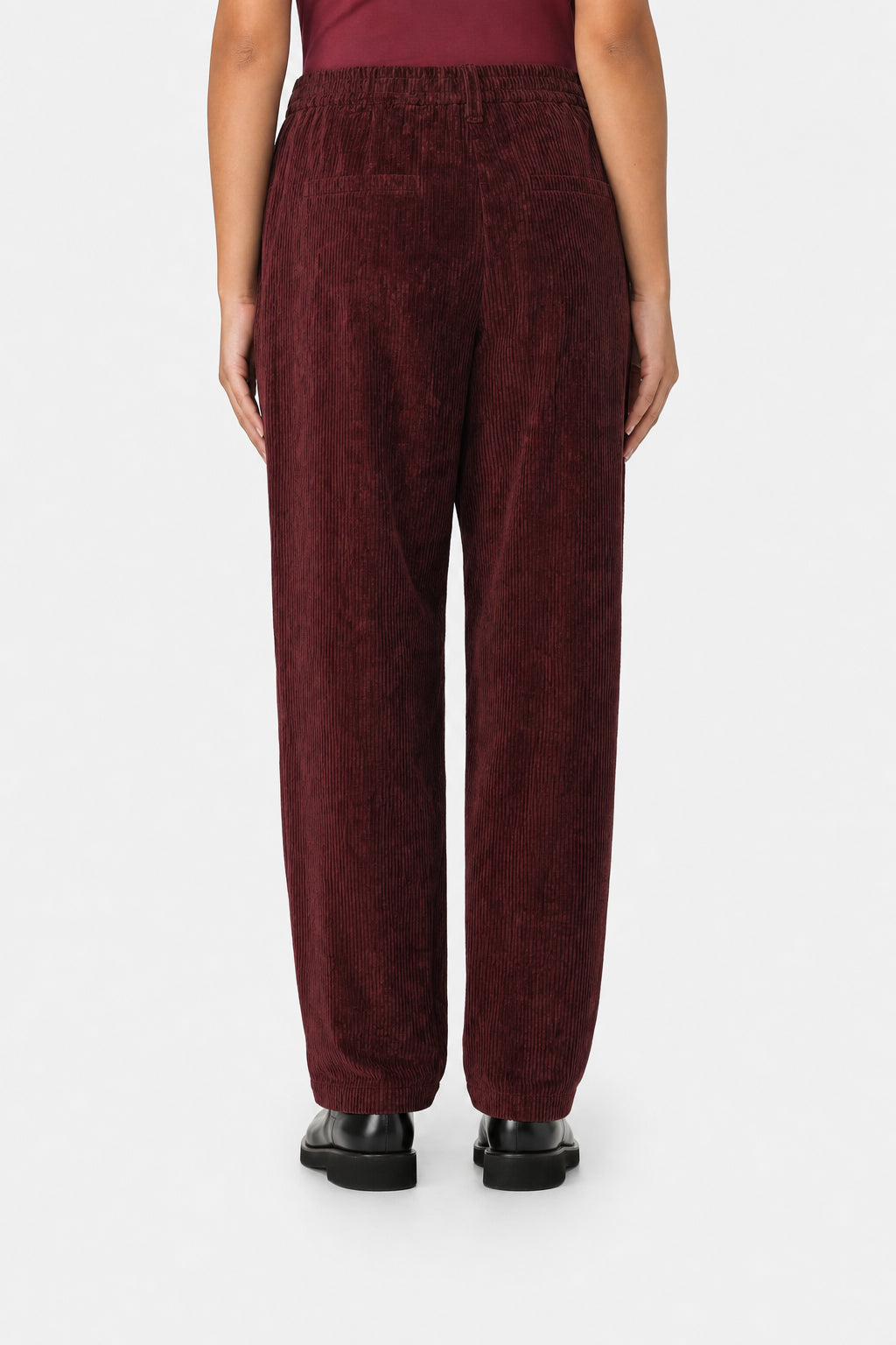BRUNELLO CUCINELLI WOMEN'S BURGUNDY CORDUROY TROUSERS