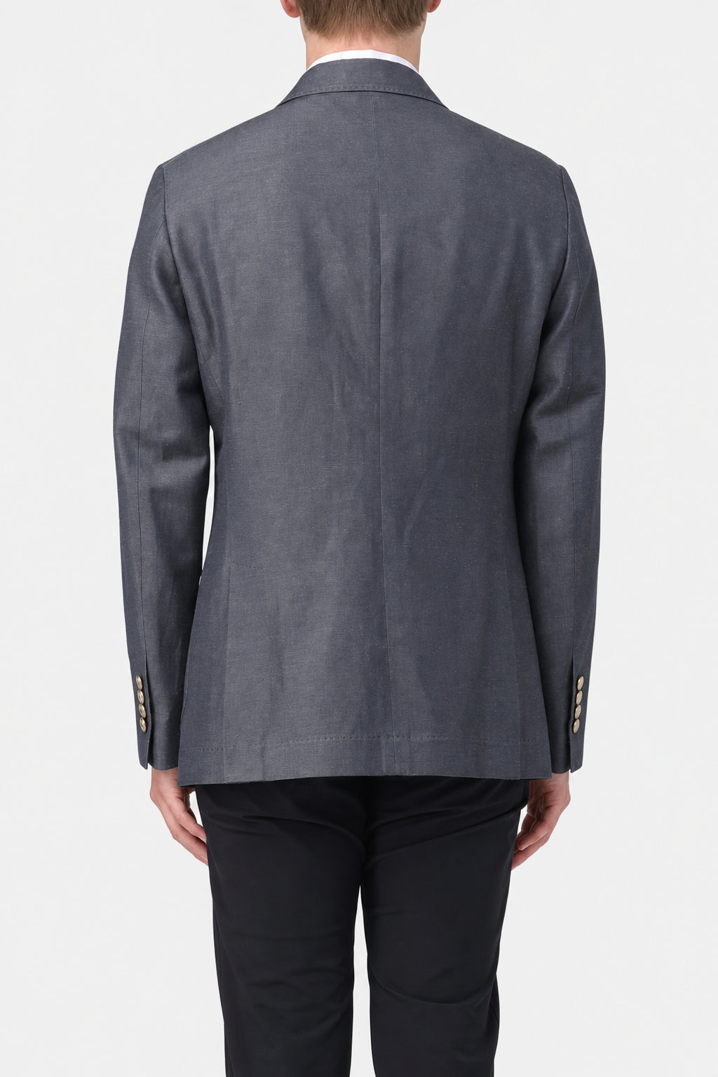 BRUNELLO CUCINELLI MEN'S GREY WOOL LINEN DOUBLE BREASTED JACKET