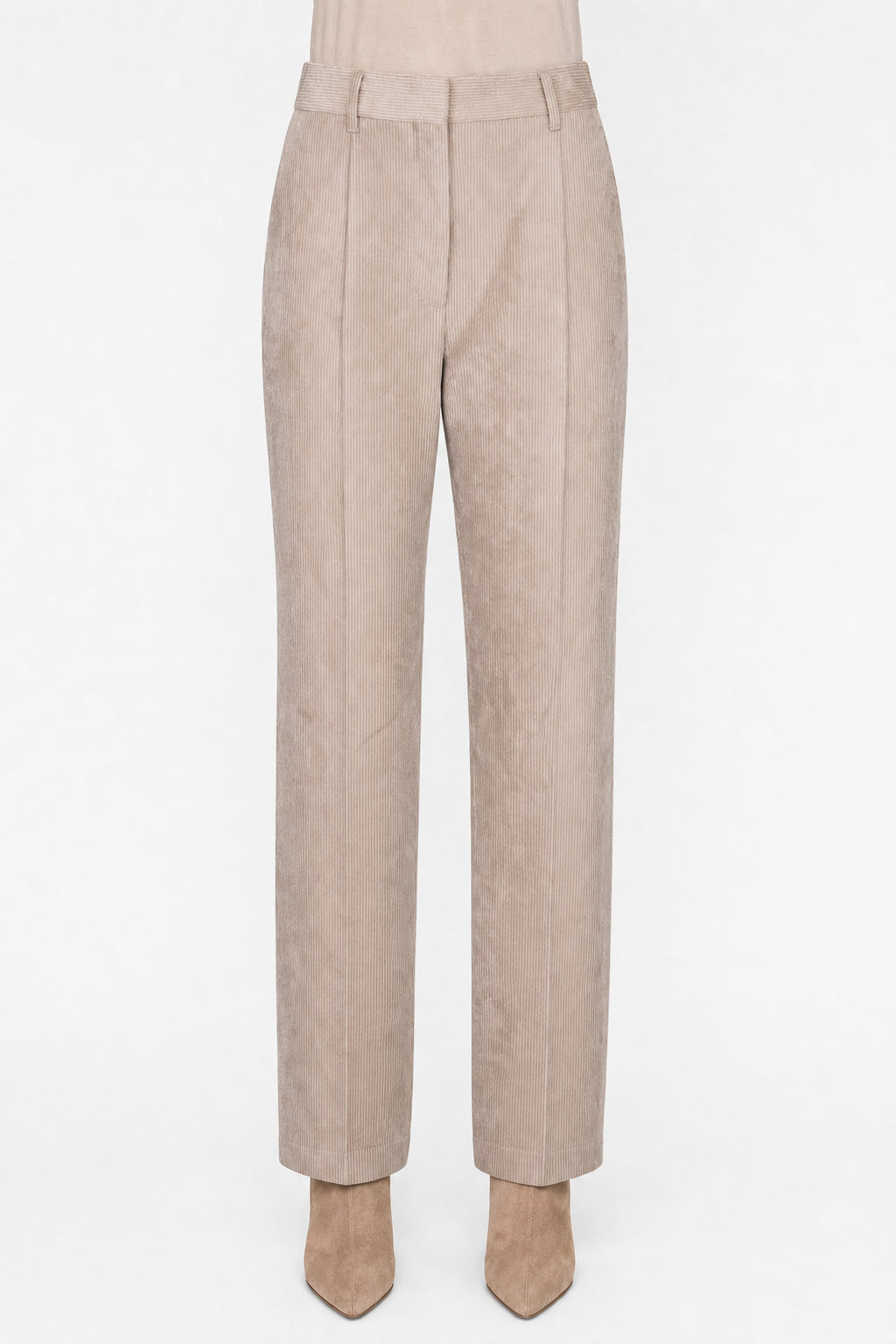 BRUNELLO CUCINELLI WOMEN'S LIGHT BEIGE VELVET TROUSERS