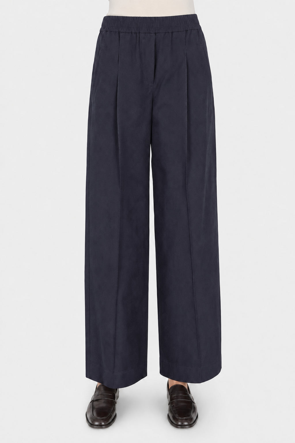 BRUNELLO CUCINELLI WOMEN'S DARK BLUE COTTON TROUSERS
