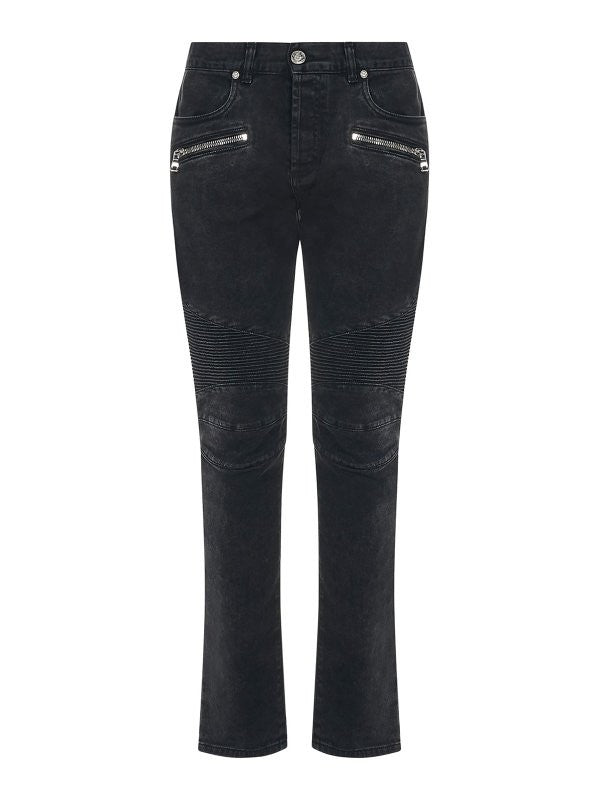 BALMAIN MEN'S WASHED BLACK SLIM JEANS