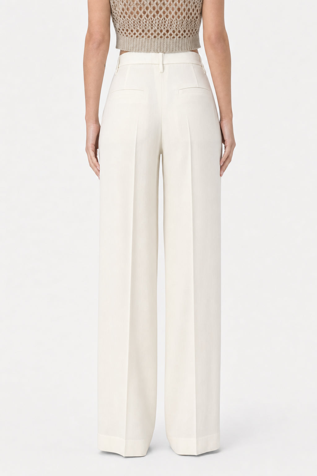 BRUNELLO CUCINELLI WOMEN'S OFF WHITE WOOL TROUSERS