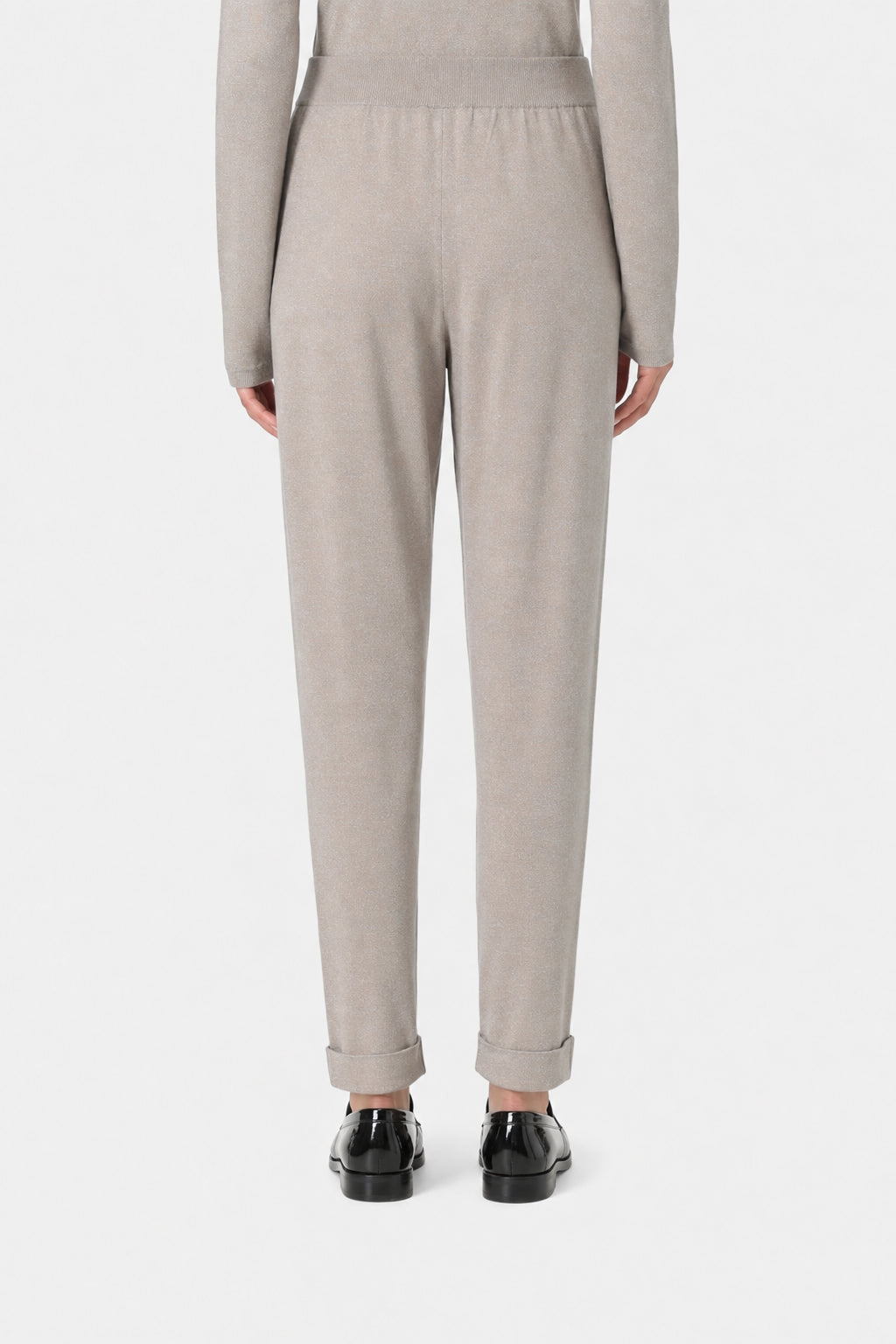 BRUNELLO CUCINELLI WOMEN'S TAUPE WOOL SILK PANTS