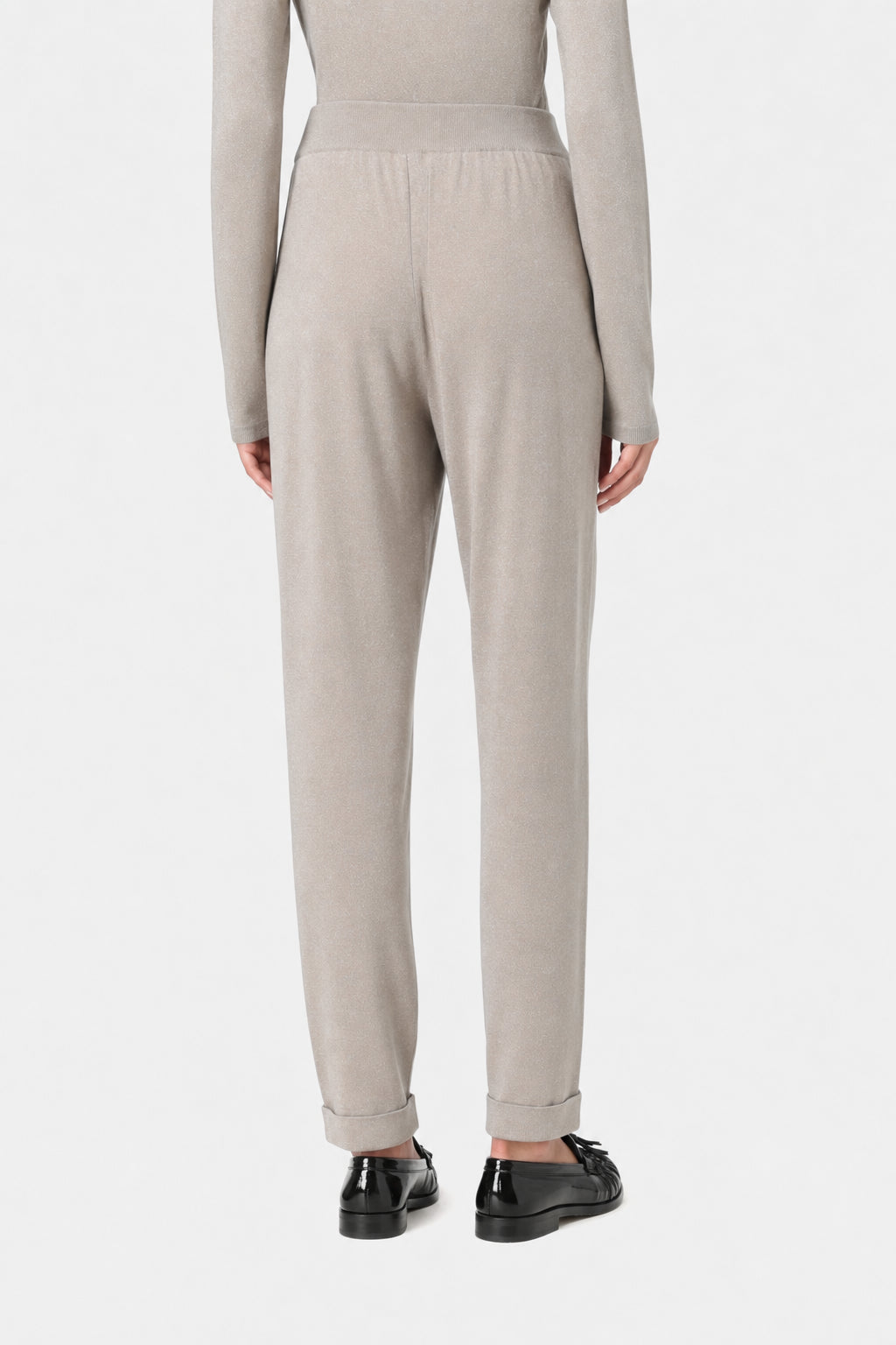BRUNELLO CUCINELLI WOMEN'S LIGHT BEIGE KNIT TROUSERS