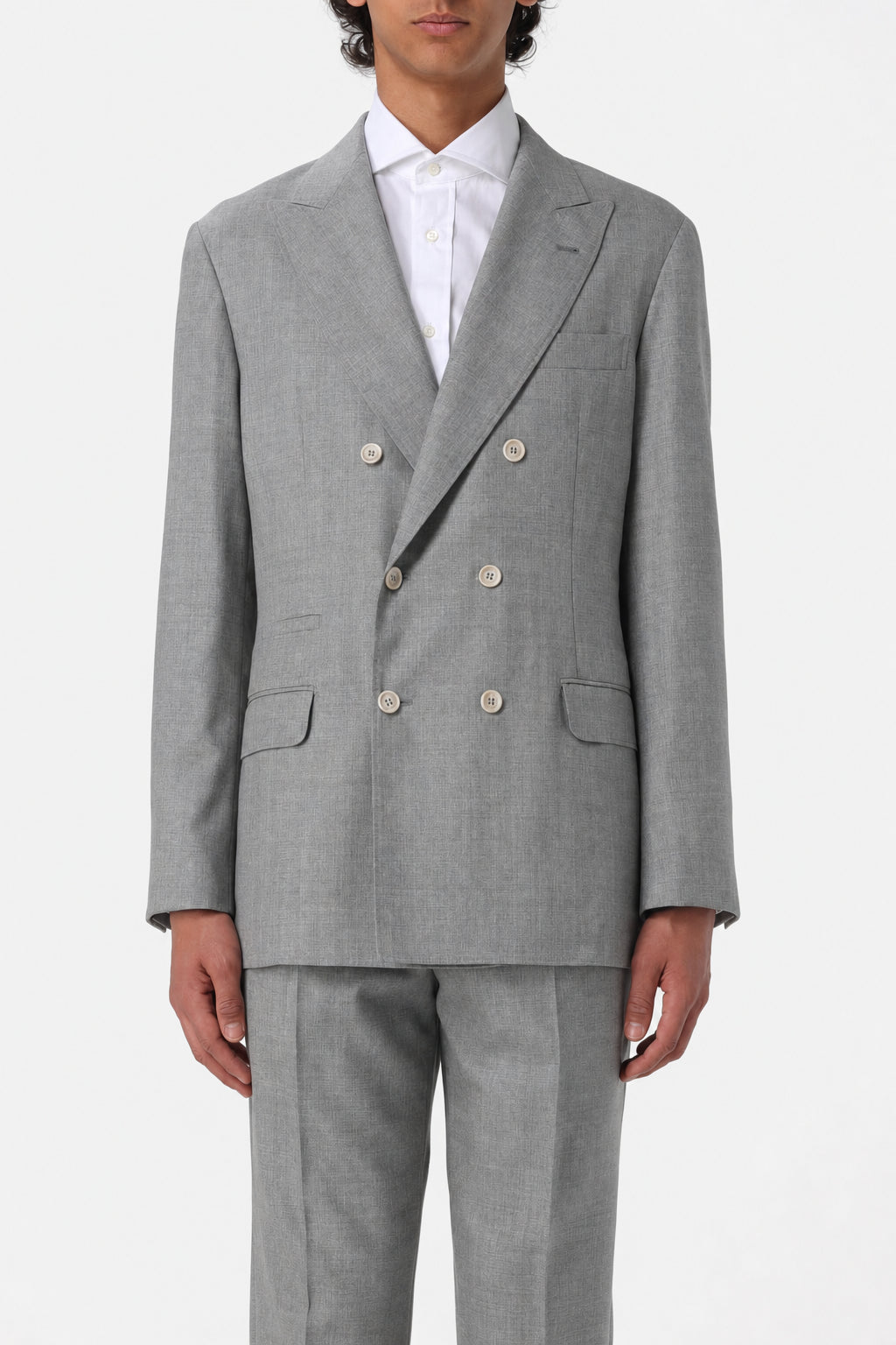 BRUNELLO CUCINELLI MEN'S LIGHT GREY WOOL BLAZER