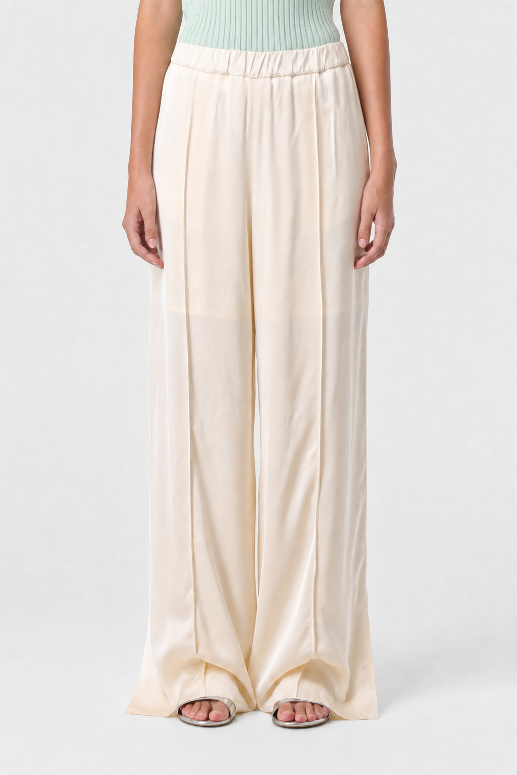 JIL SANDER WOMEN'S LIGHT CREAM WIDE TROUSERS