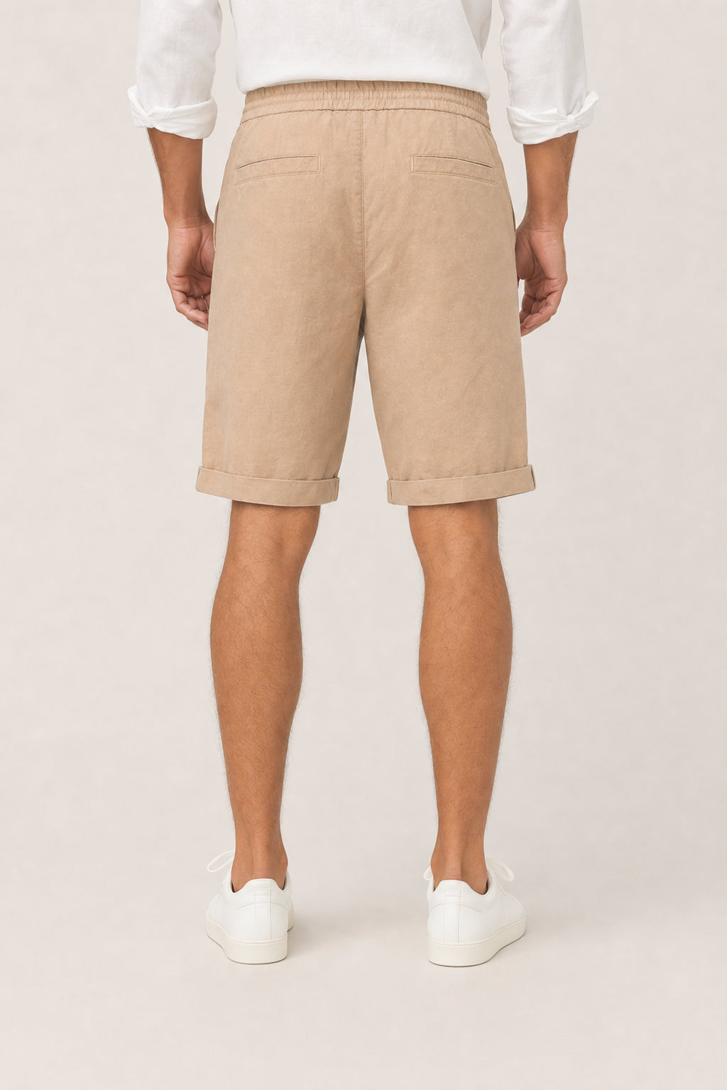 BRUNELLO CUCINELLI MEN'S NAVY LINEN BLEND SHORTS