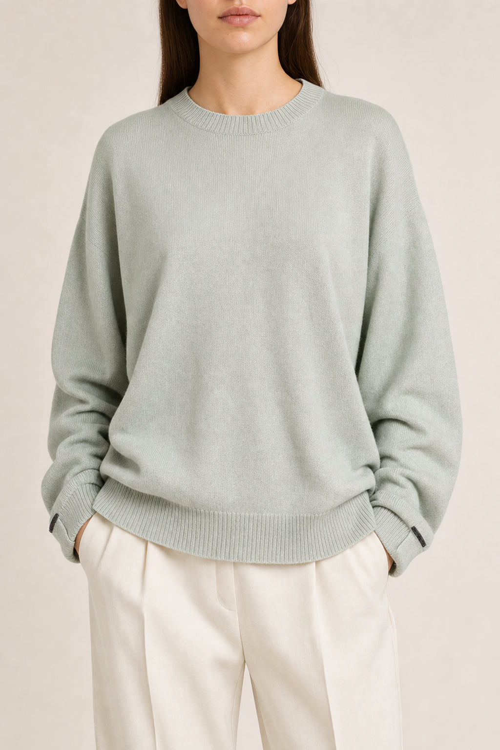 BRUNELLO CUCINELLI WOMEN'S LIGHT GREEN CASHMERE SWEATER