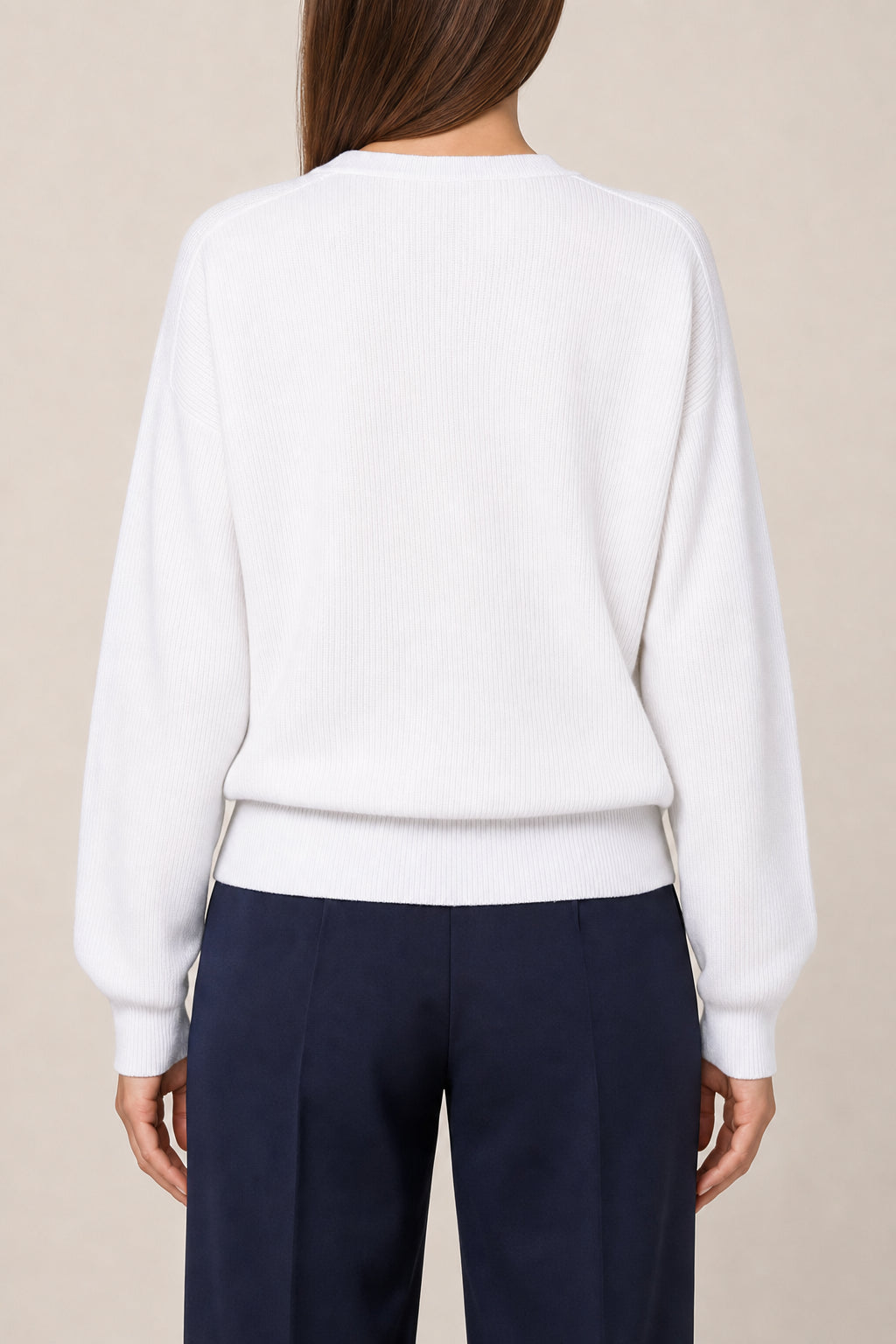 BRUNELLO CUCINELLI WOMEN'S WHITE COTTON CREW NECK SWEATER