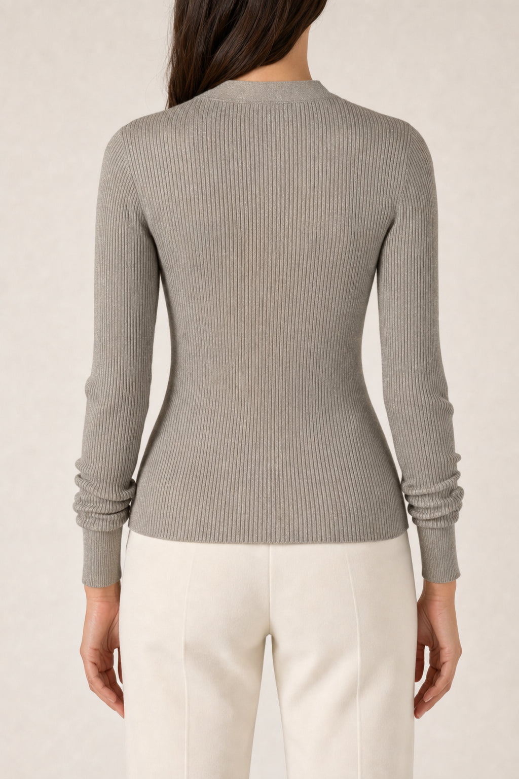 BRUNELLO CUCINELLI WOMEN'S LIGHT GREY CASHMERE SWEATER