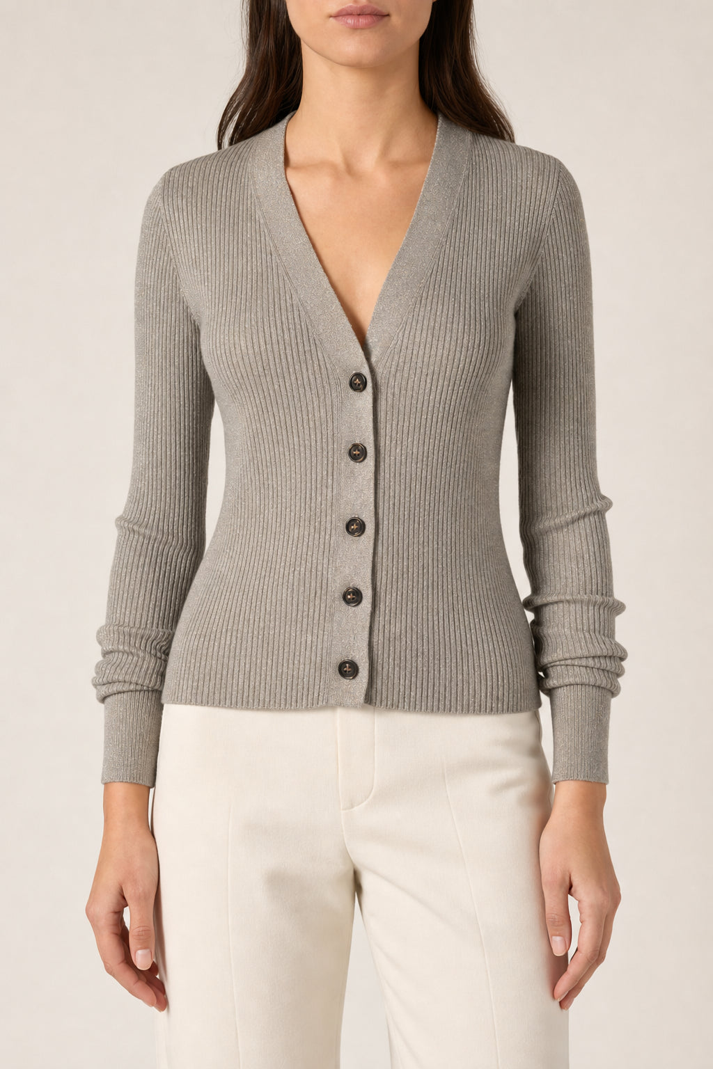 BRUNELLO CUCINELLI WOMEN'S LIGHT GREY CASHMERE SWEATER