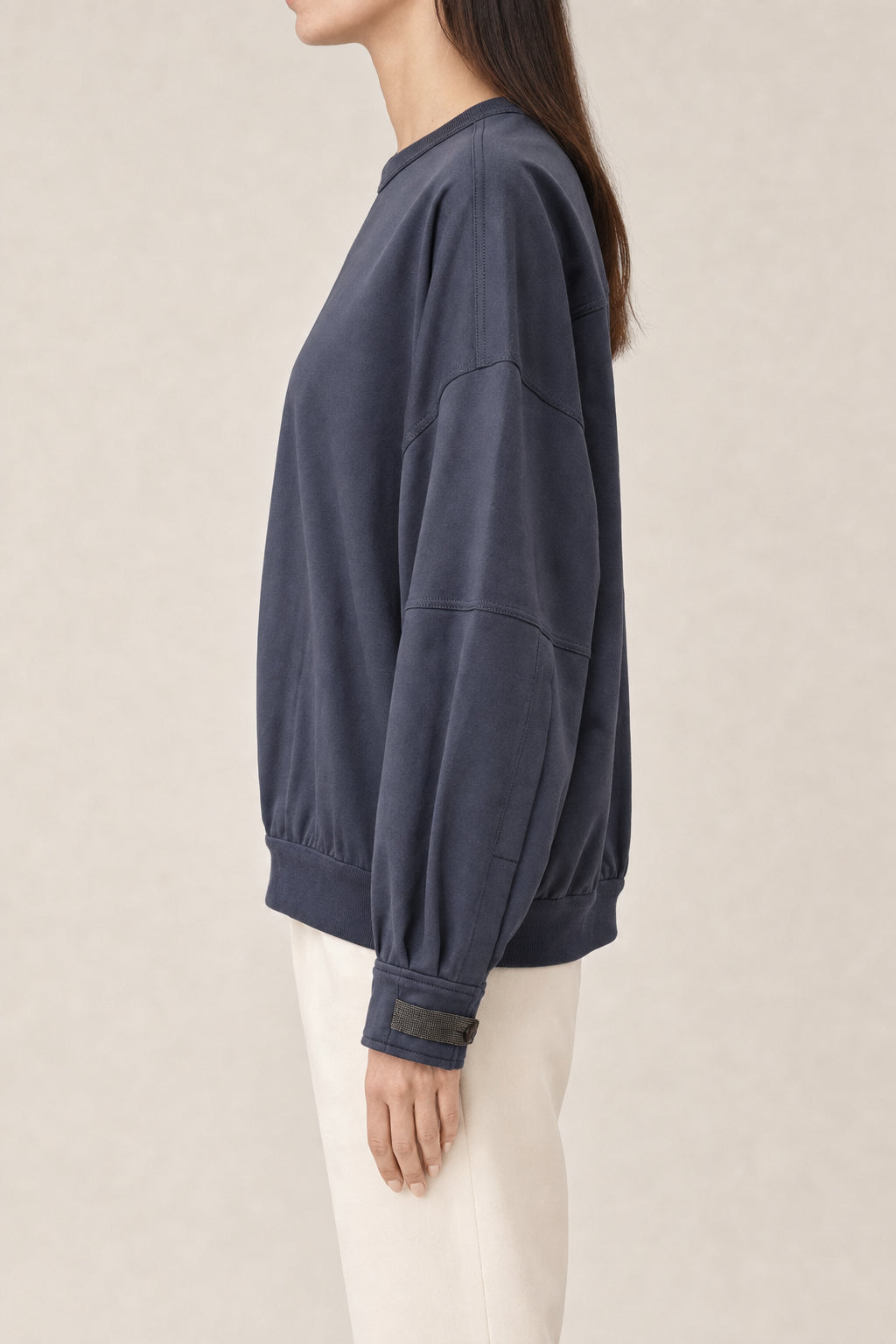 BRUNELLO CUCINELLI WOMEN'S DARK BLUE COTTON SWEATSHIRT