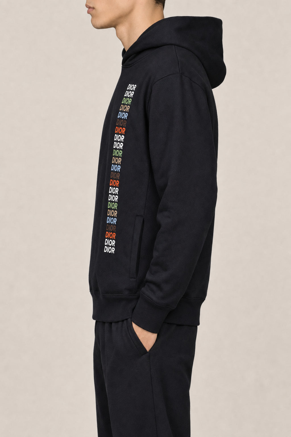 DIOR MEN'S BLACK PRINTED HOODIE
