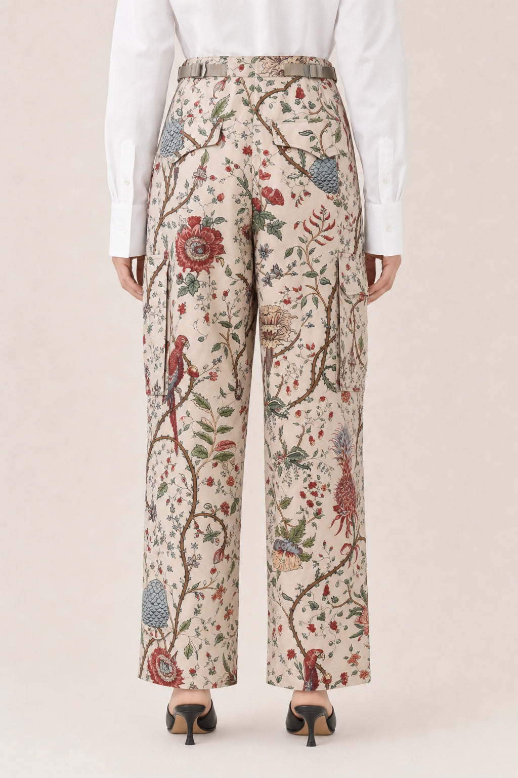 DIOR WOMEN'S BEIGE FLORAL PRINT TROUSERS