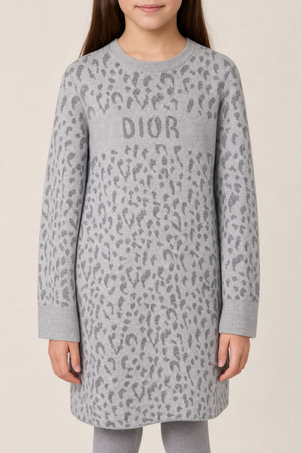 DIOR KIDS GREY WOOL SWEATER DRESS