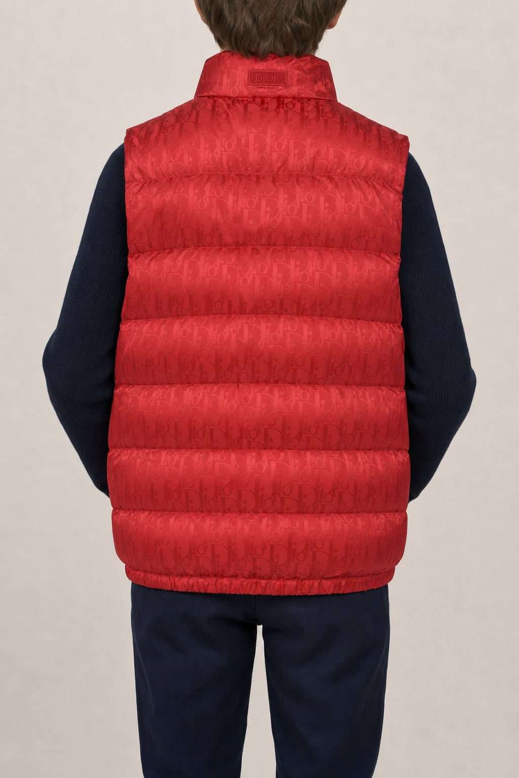 DIOR KIDS'S RED QUILTED PUFFER VEST