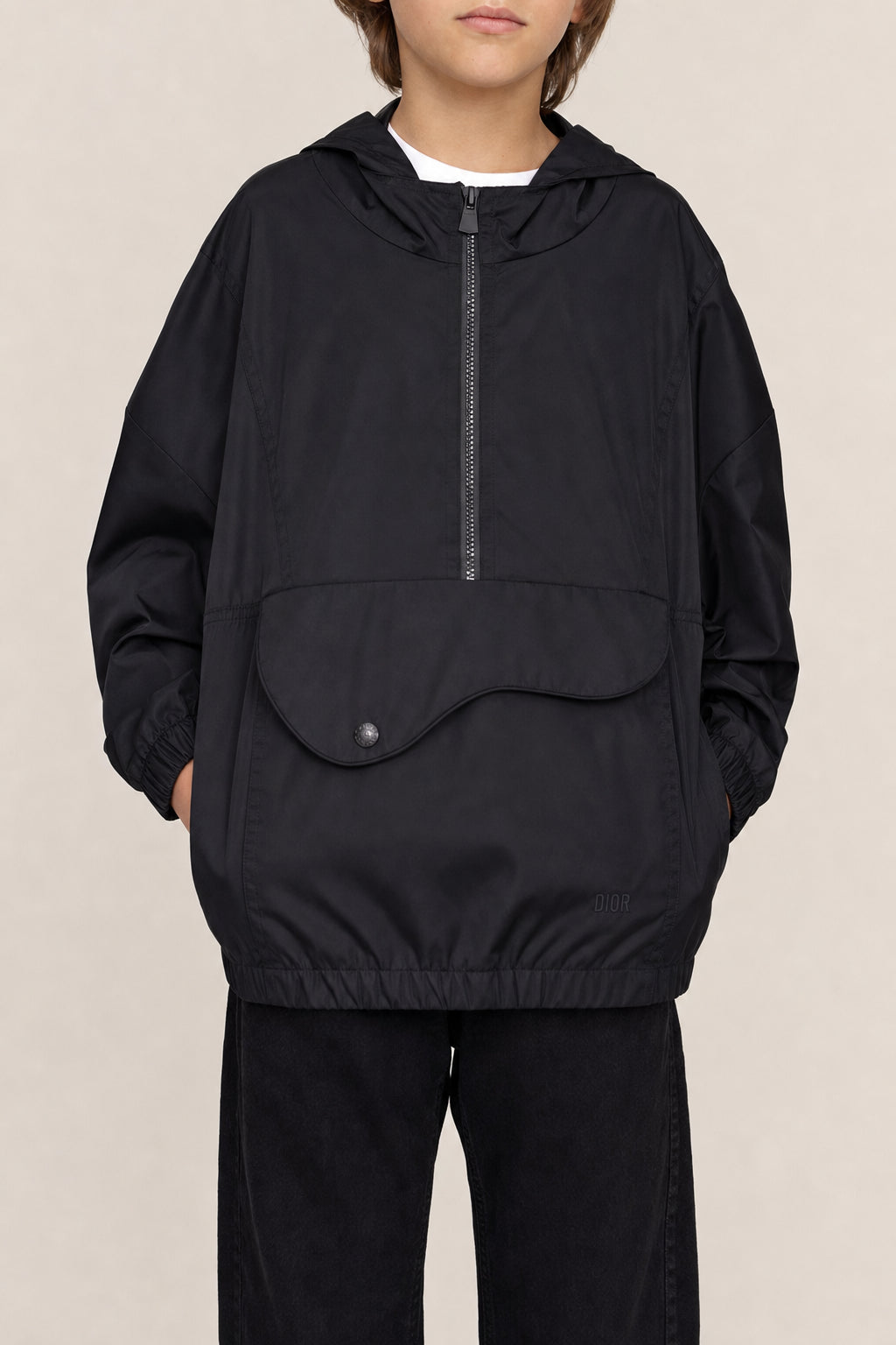 DIOR KIDS'S BLACK HOODED JACKET