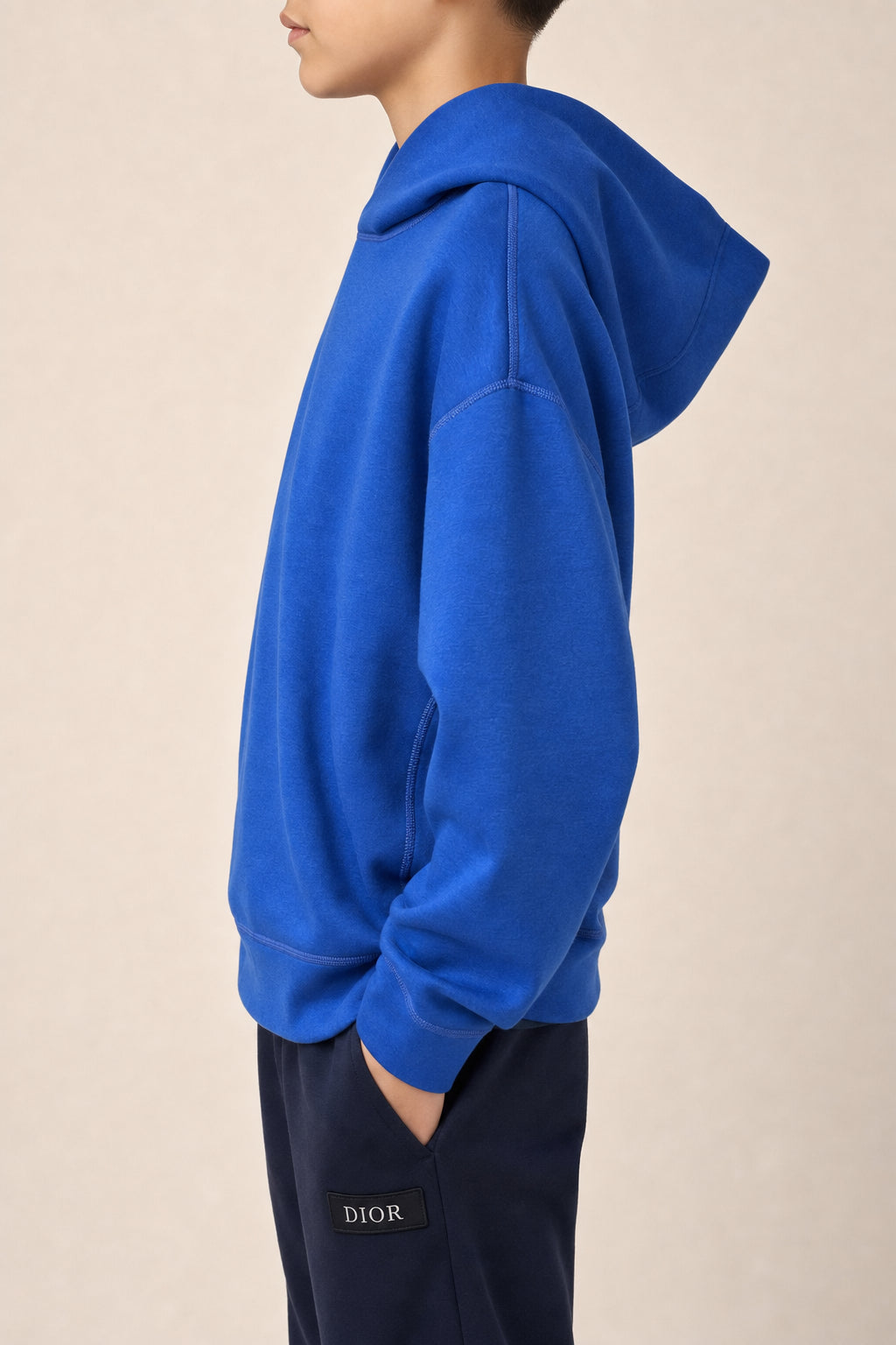 DIOR KIDS'S BLUE LOGO PRINT HOODIE