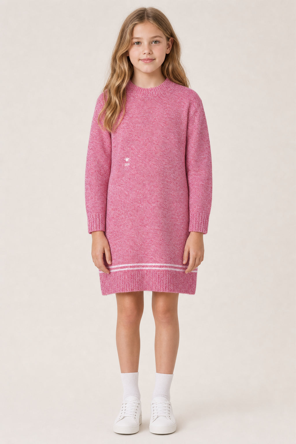 DIOR KIDS PINK KNIT SWEATER DRESS