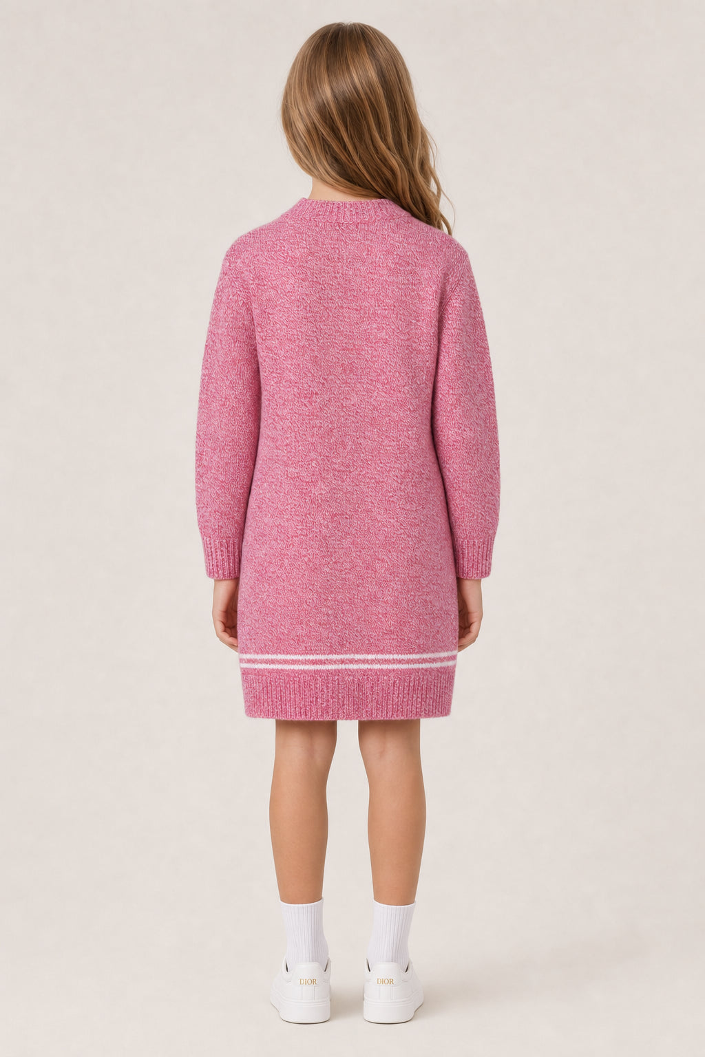 DIOR KIDS PINK KNIT SWEATER DRESS