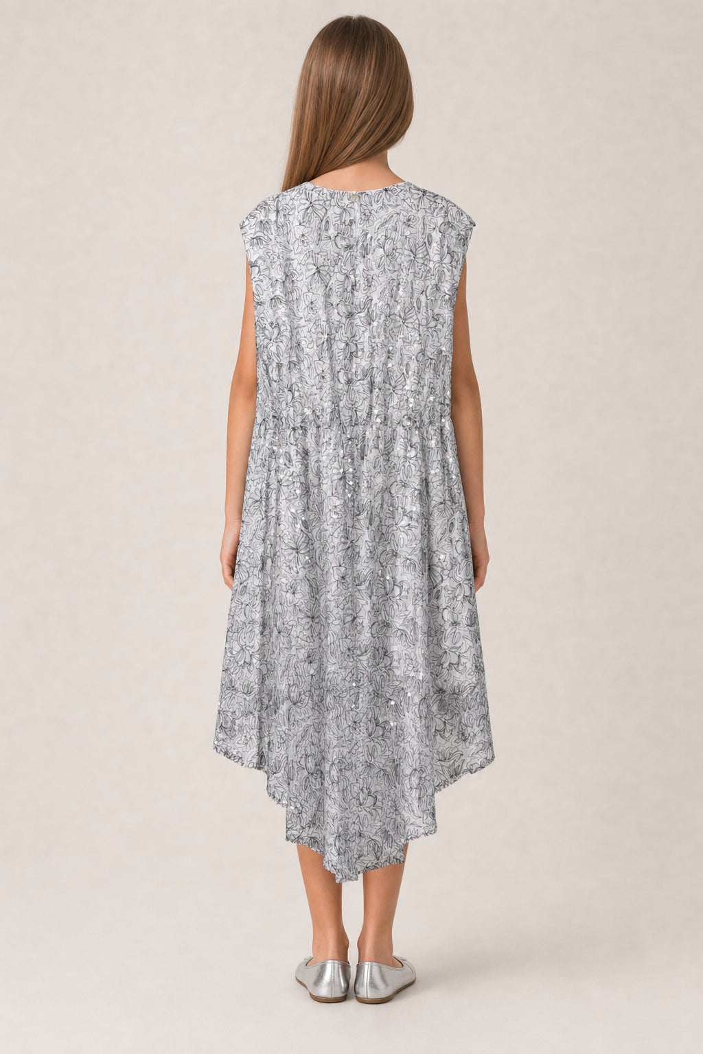 DIOR KIDS WHITE BLACK FLORAL DRESS
